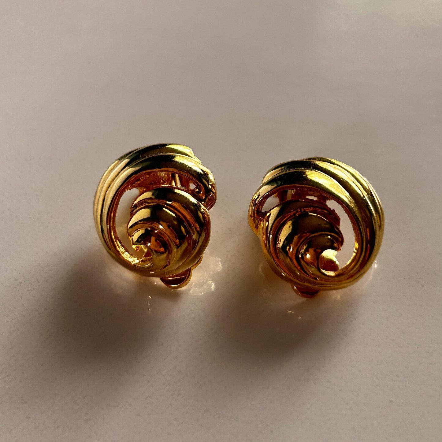 Vintage gold small clip on earrings