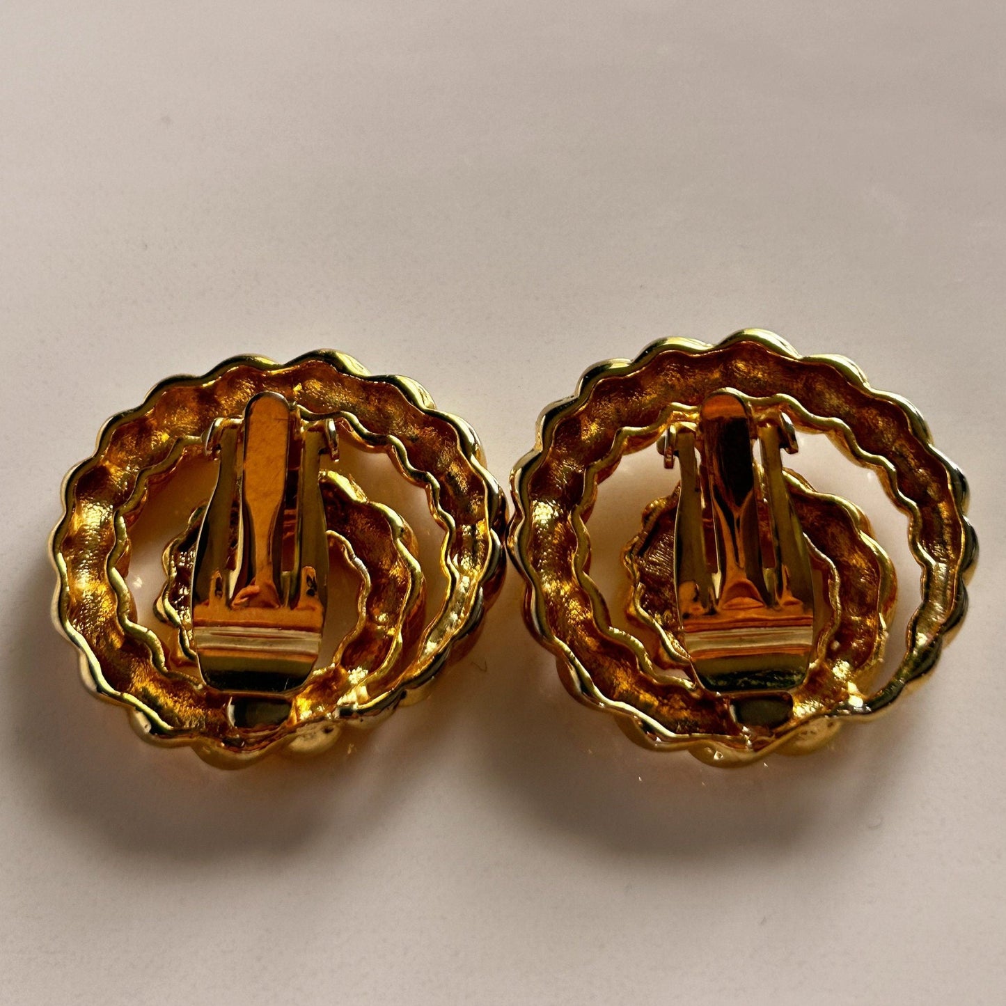 Vintage gold spiral clip on earrings