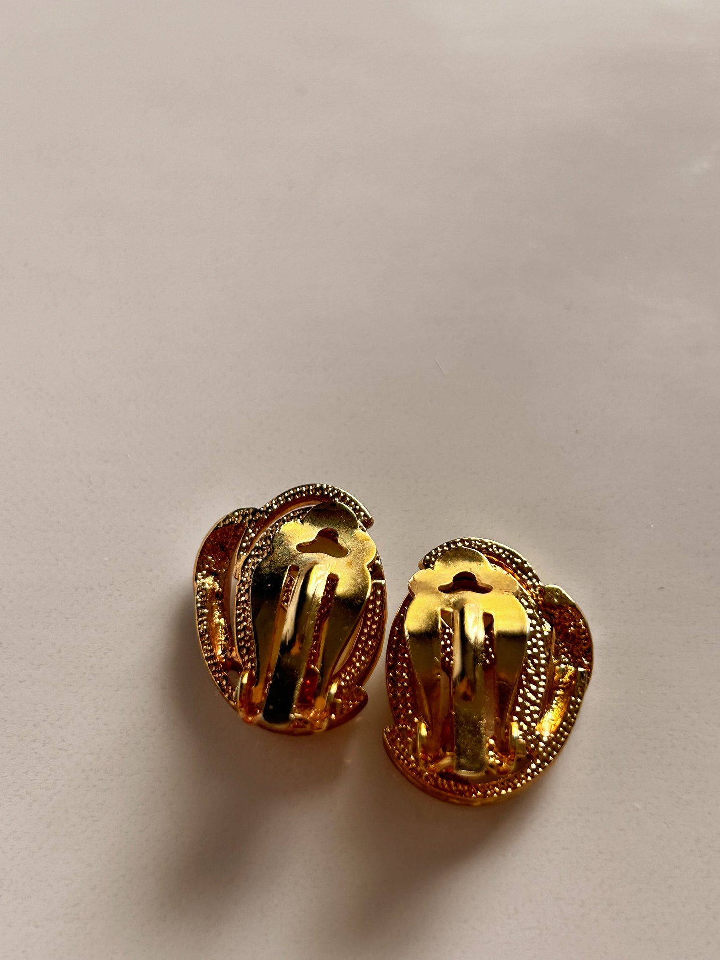 Vintage gold faux pearl and rhinestones clip on earrings