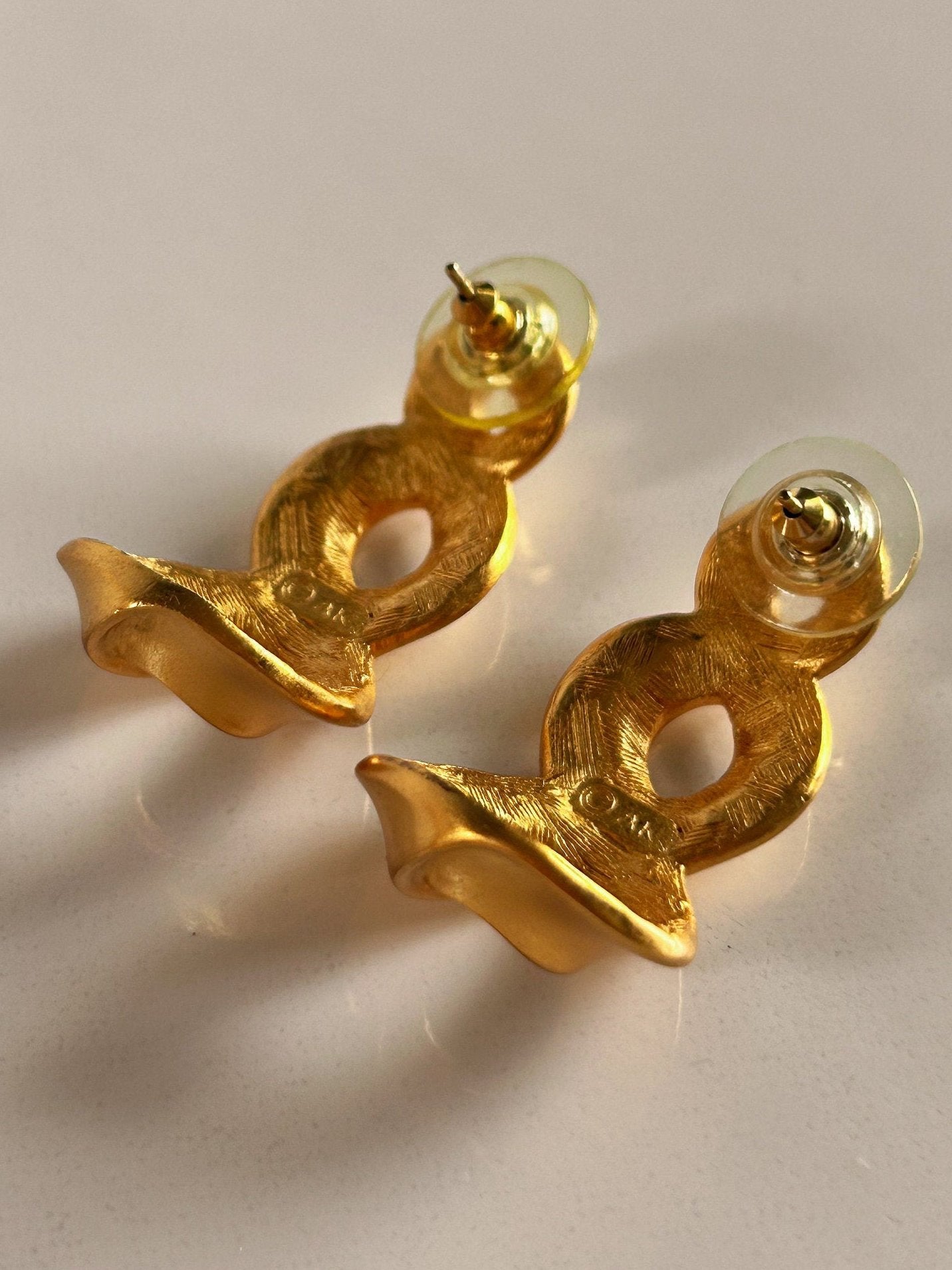 Vintage Anne Klein gold pierced earrings