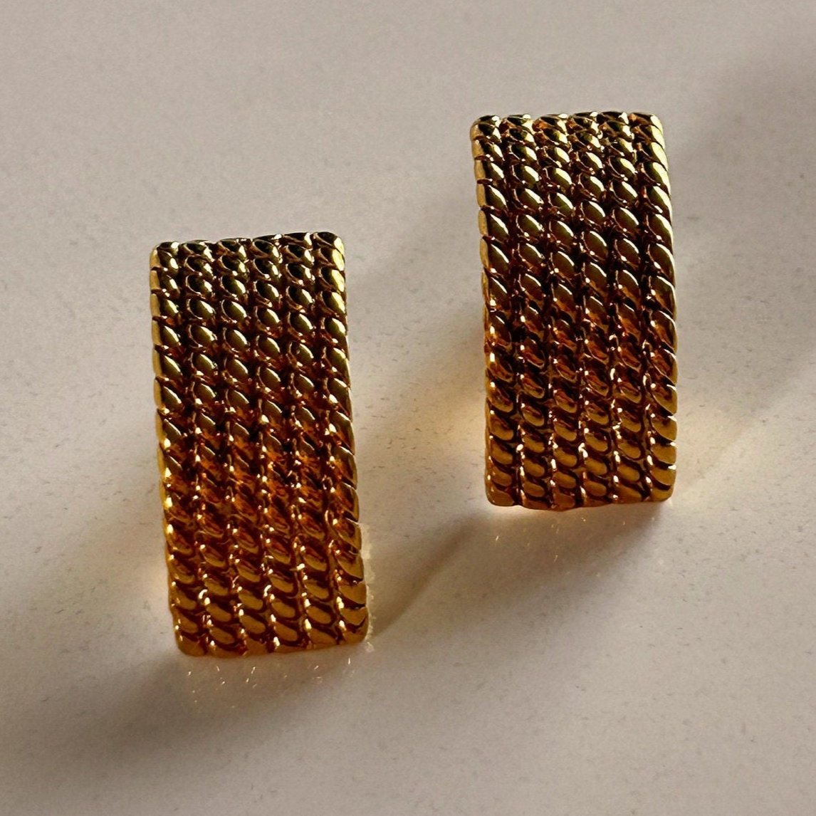 Vintage Monet gold pierced earrings
