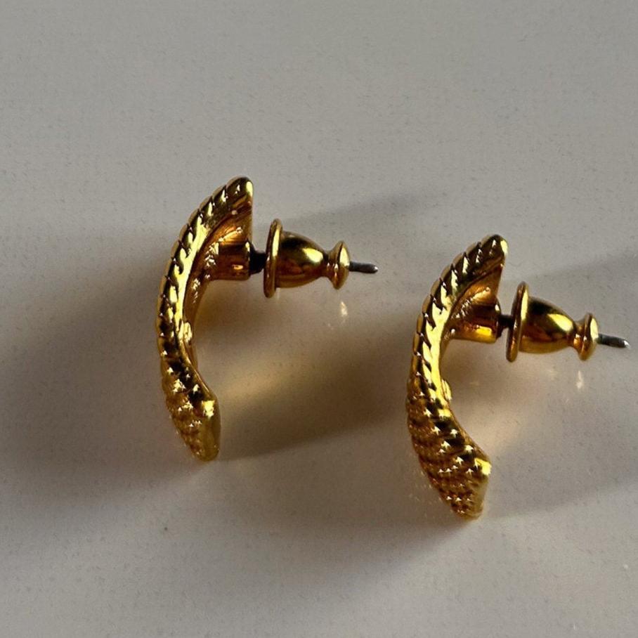 Vintage Monet gold pierced earrings