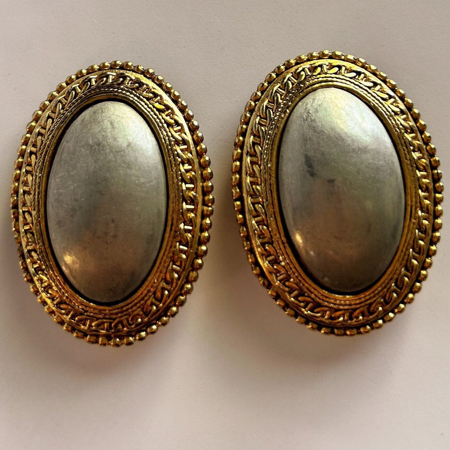 Vintage 1980's statement gold and silver clip on earrings