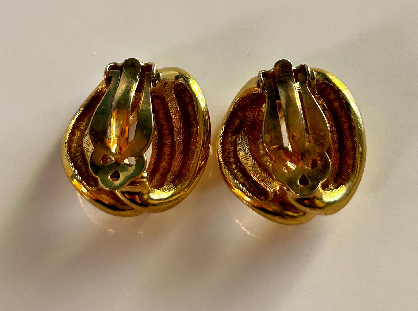 Vintage gold clip on earrings