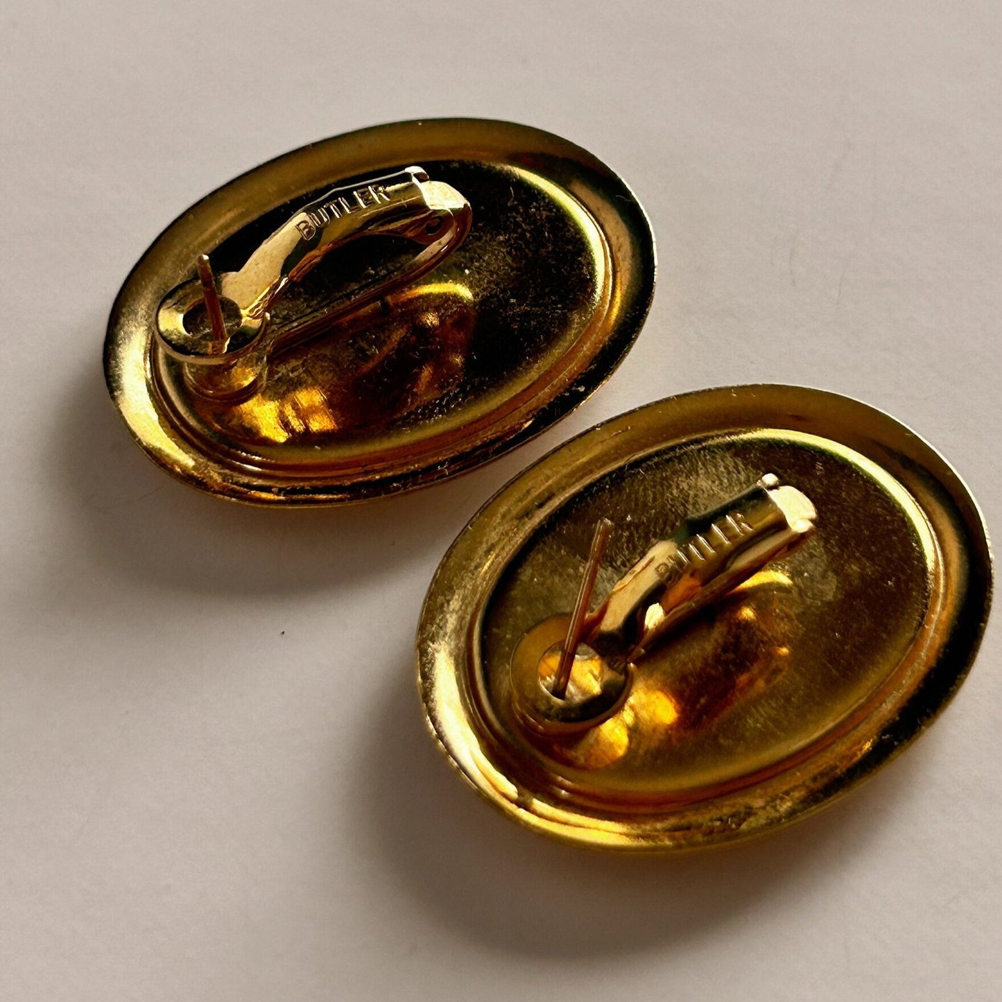 Vintage Butler gold and white earrings