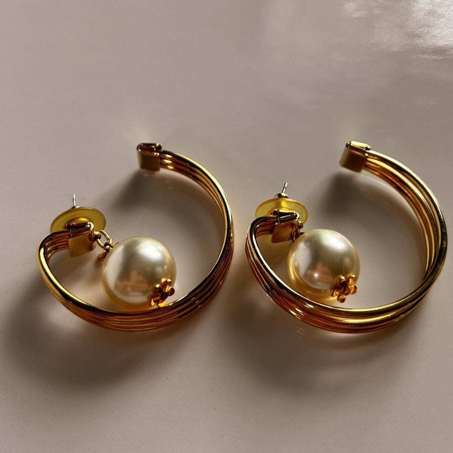 Vintage gold and faux pearl earrings