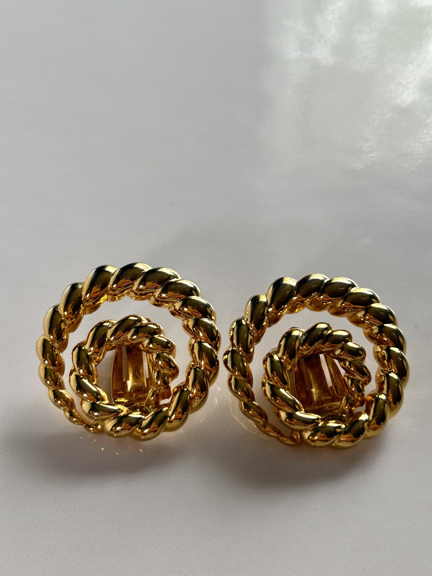 Vintage gold spiral clip on earrings