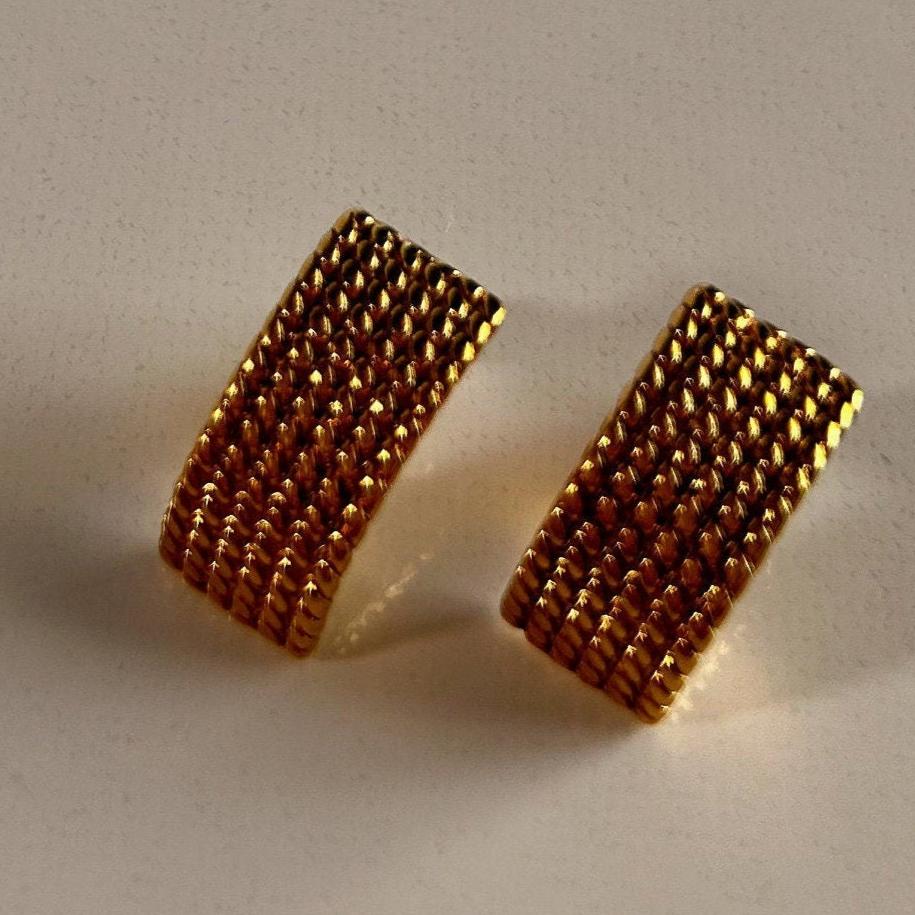 Vintage Monet gold pierced earrings