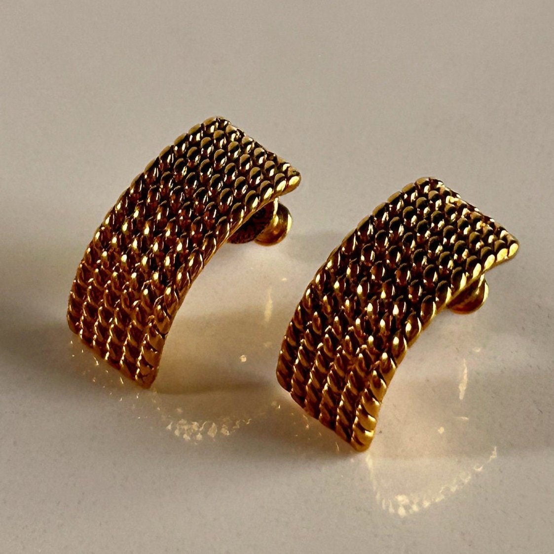 Vintage Monet gold pierced earrings