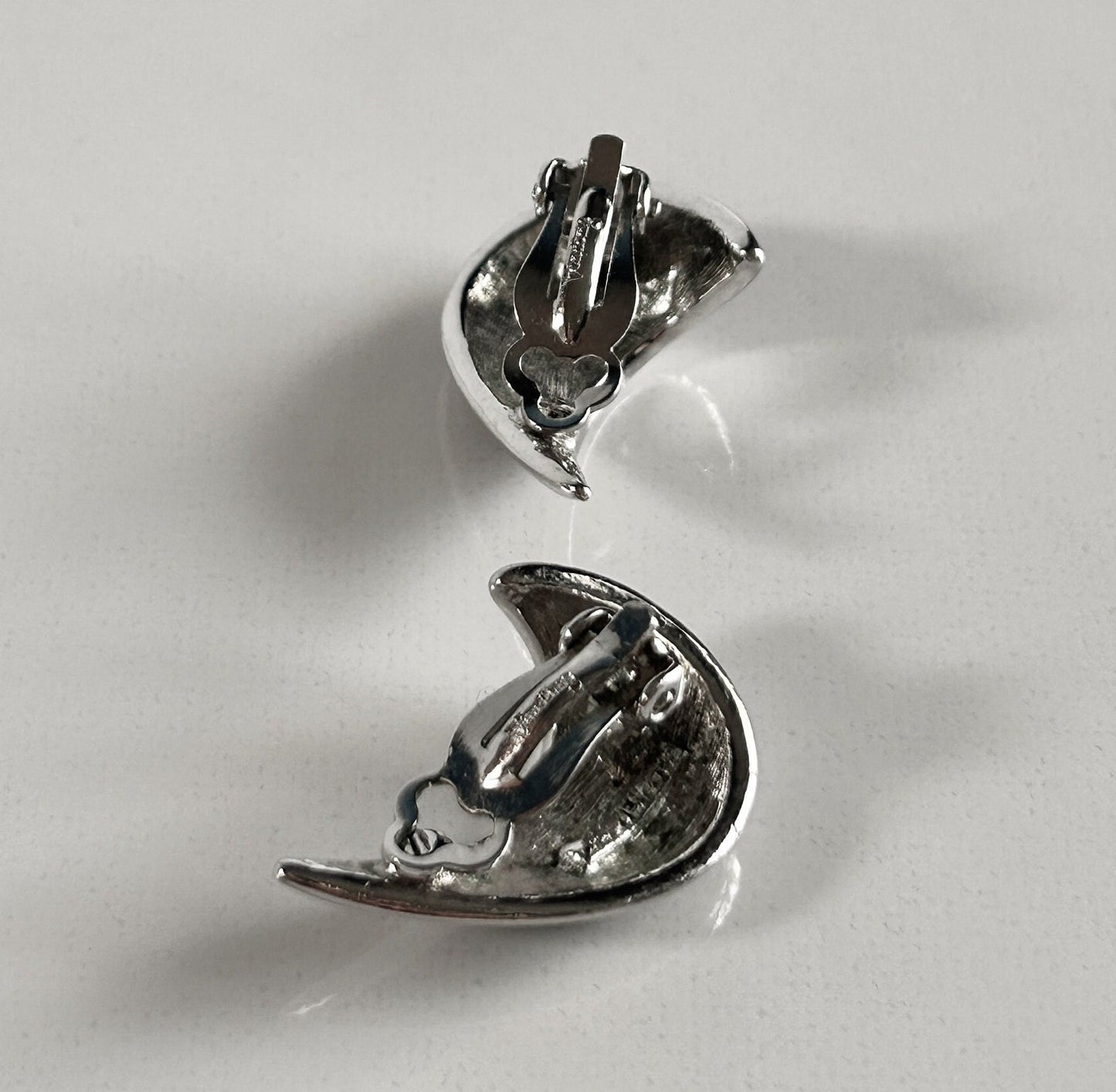 Vintage Vendome black and silver moon clip on earrings