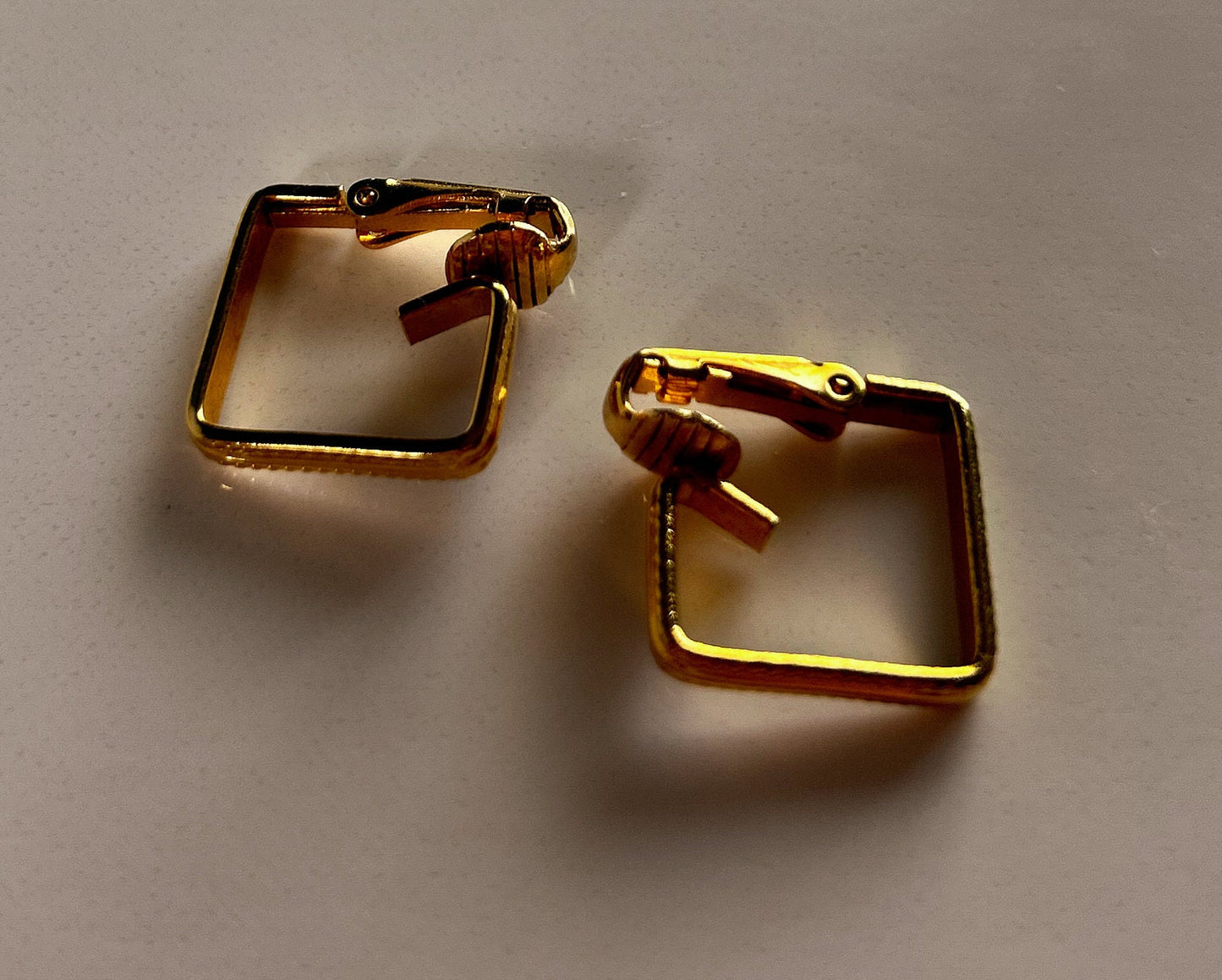 Vintage square gold clip on earrings