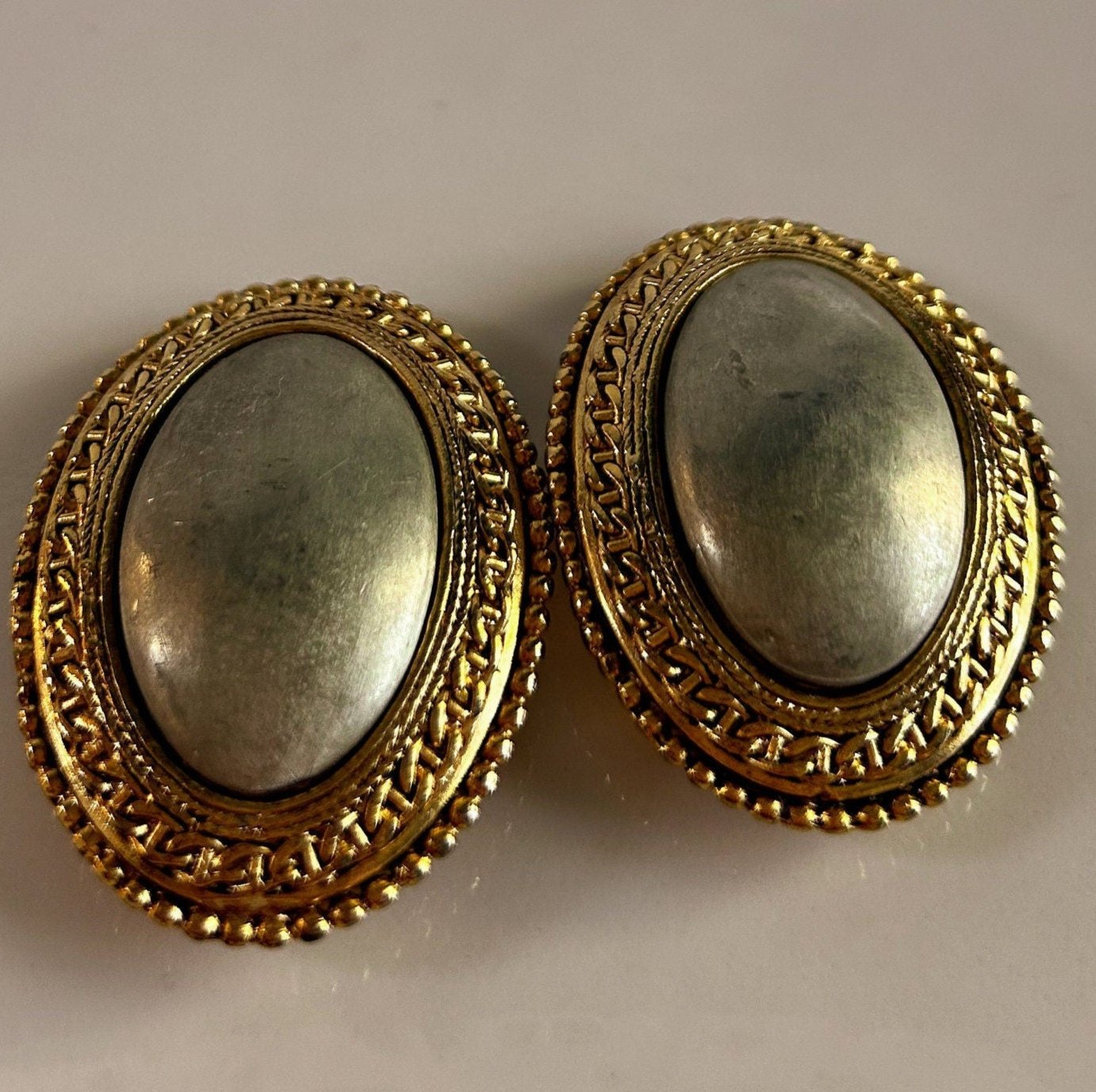 Vintage 1980's statement gold and silver clip on earrings