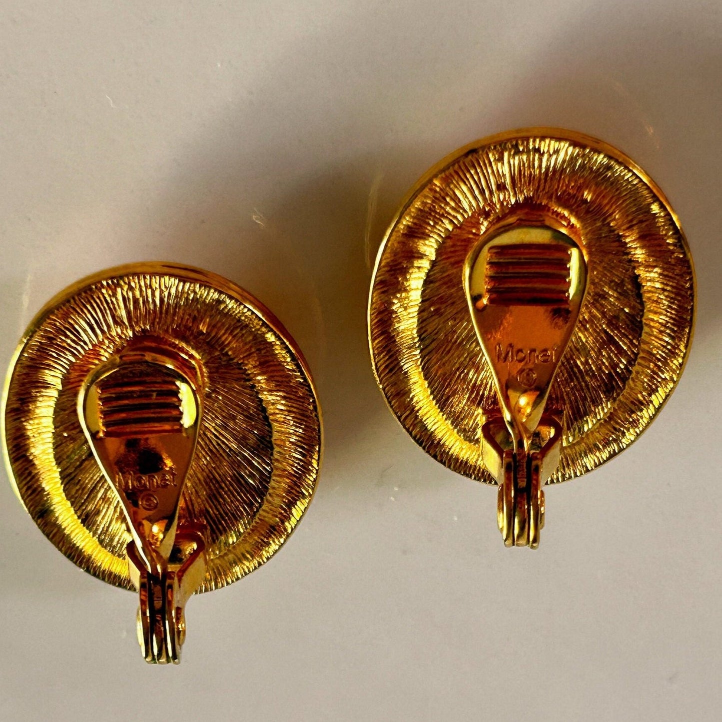 Vintage Monet gold and pearl clip on earrings