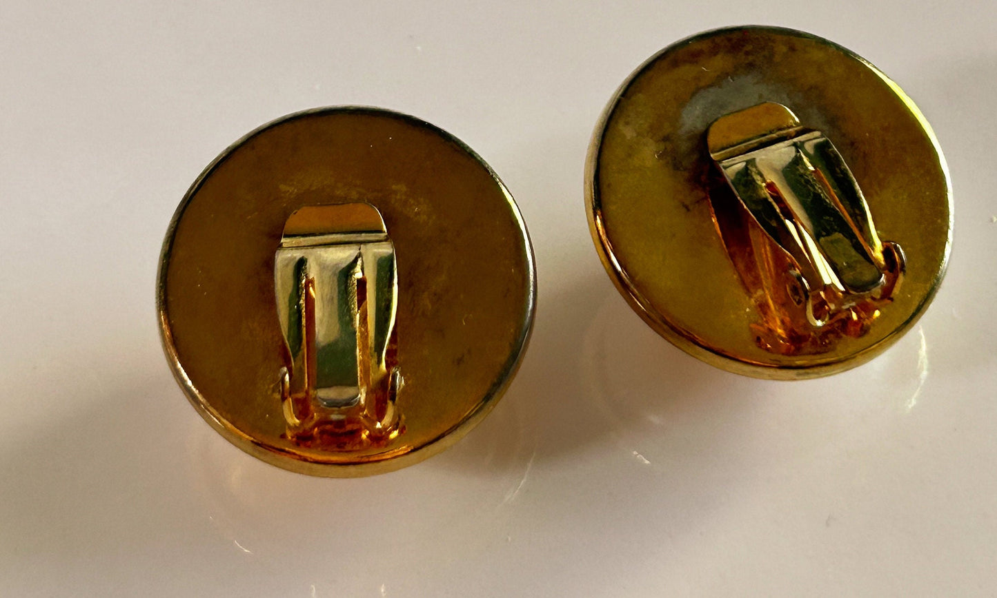 Vintage faux pearl and gold clip on earrings