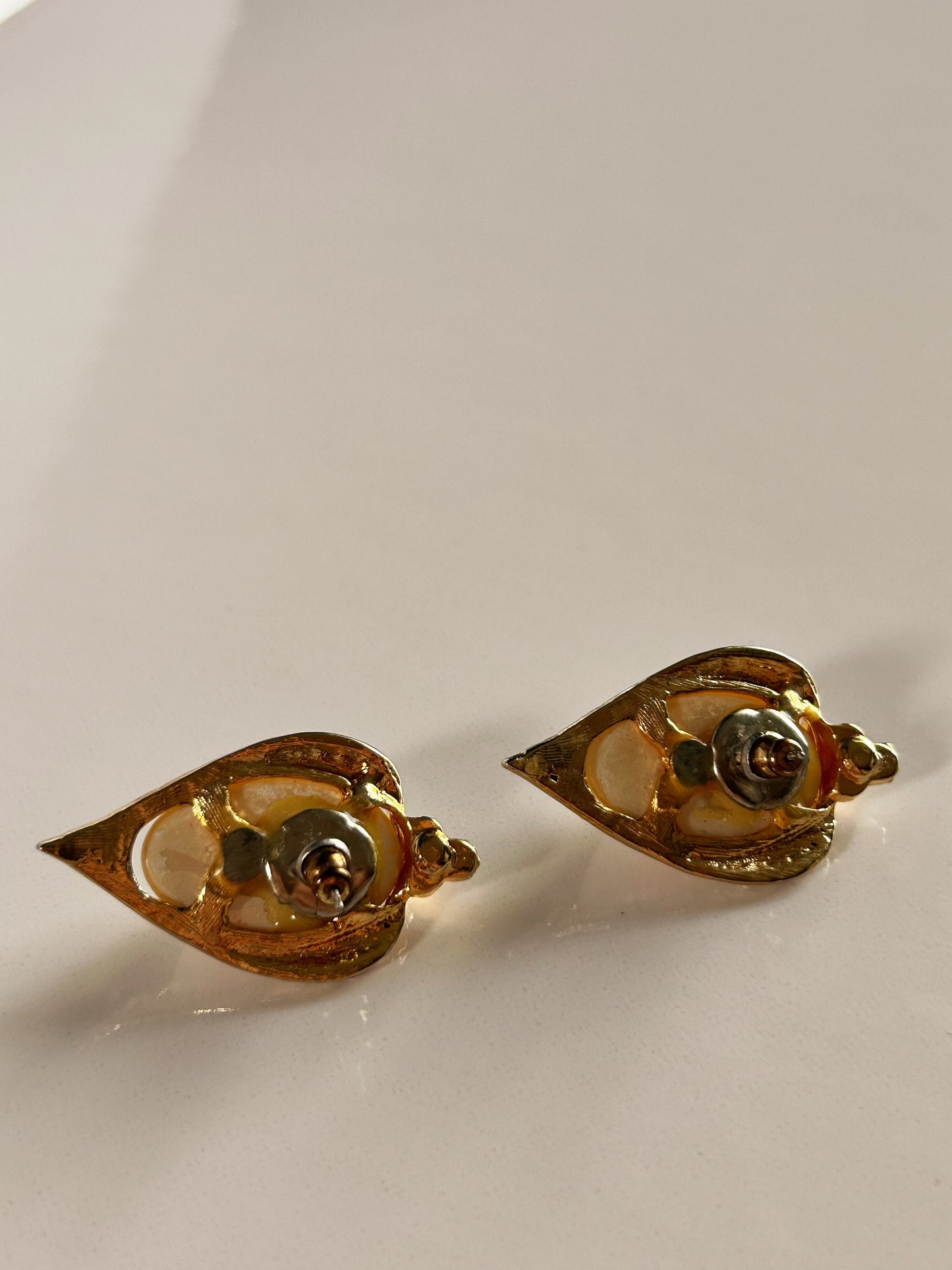 Vintage pair of faux pearl and rhinestone pierced earrings