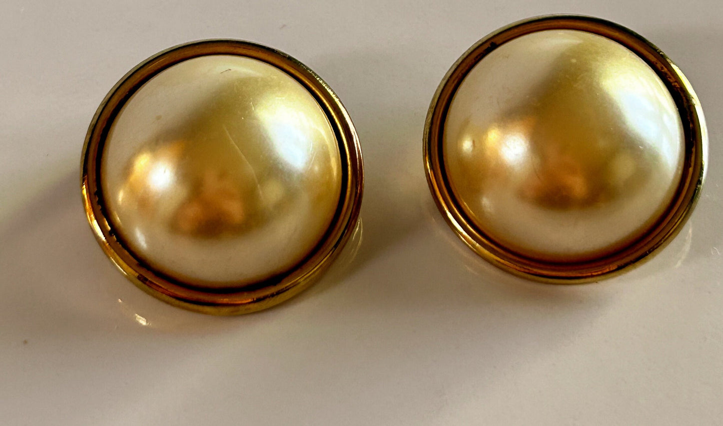 Vintage faux pearl and gold clip on earrings
